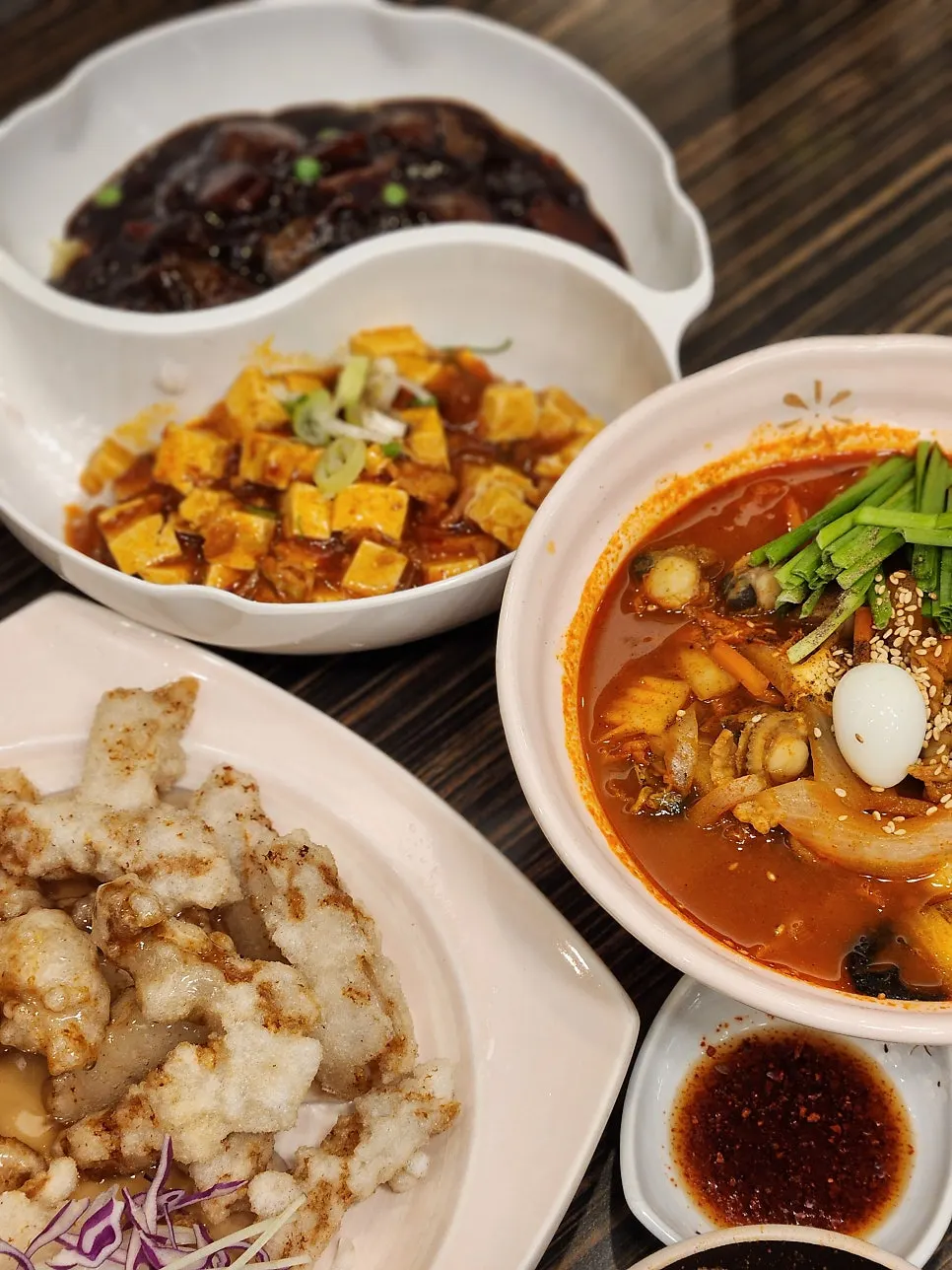 Chinese meal at Jjamppong Jijon