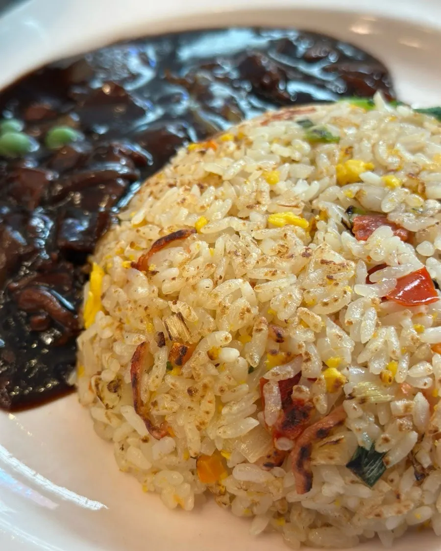 A spoonful of fluffy crab fried rice