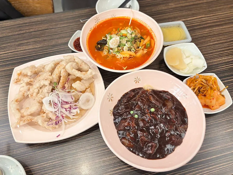 Table set with the dishes we ordered