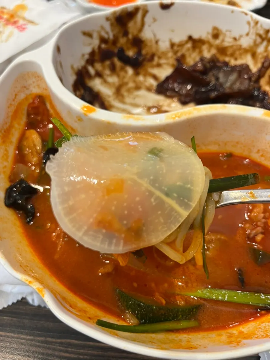 Empty jjamjjamyeon bowl after finishing with the rice