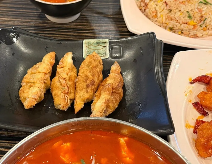 Full spread of the Chinese food ordered for two