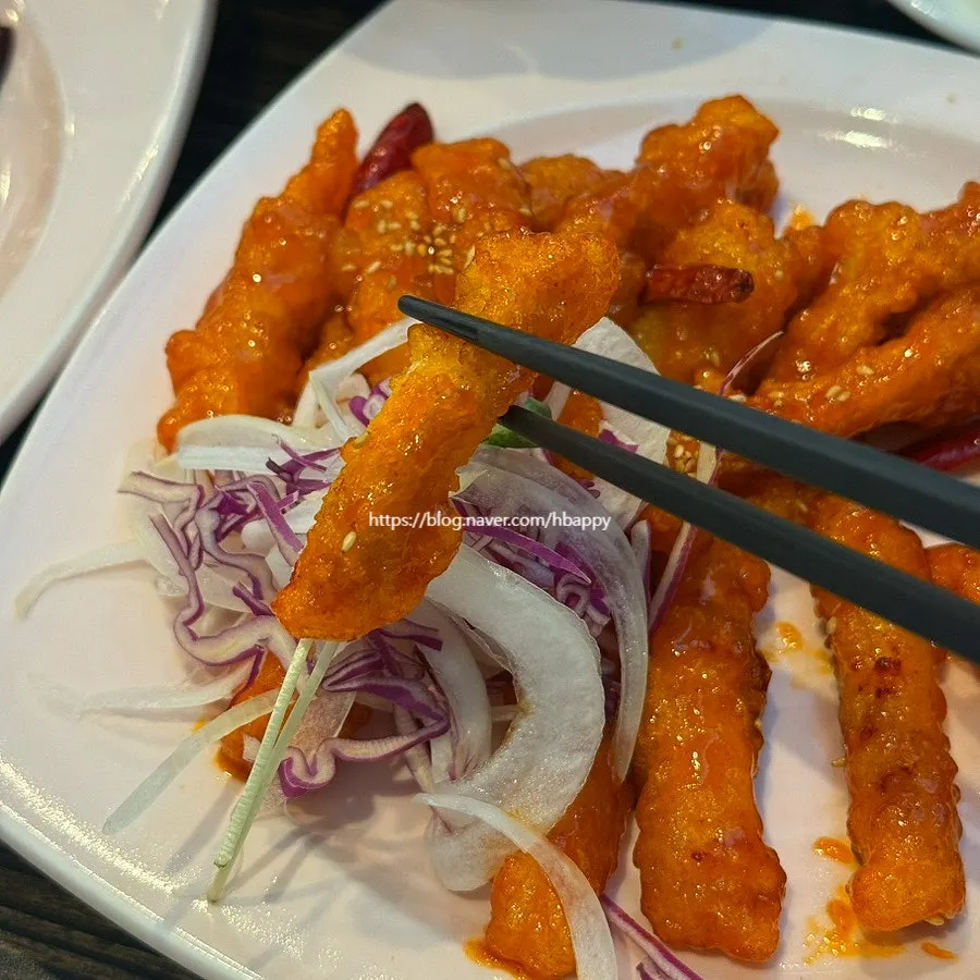 Glutinous rice batter coated in sweet-and-savory sauce