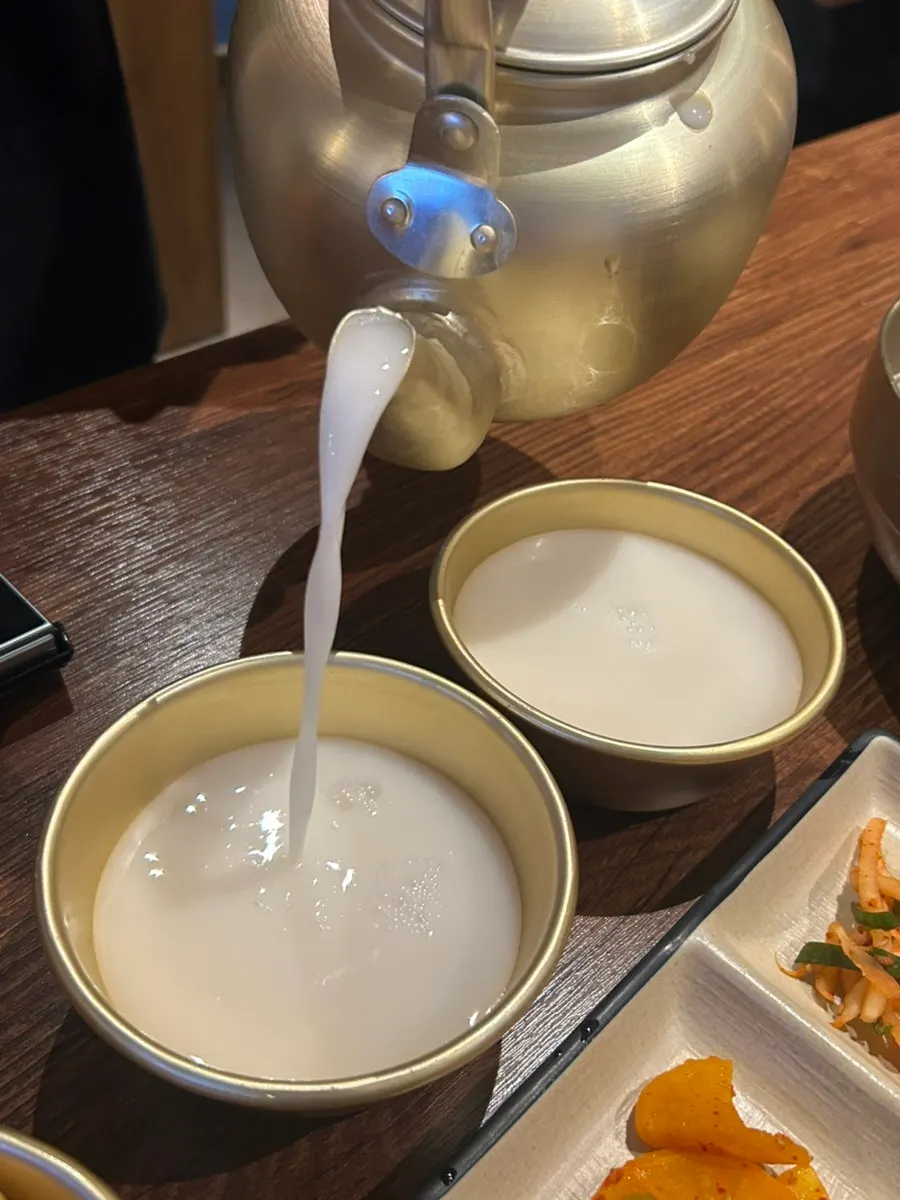 Makgeolli poured into a glass