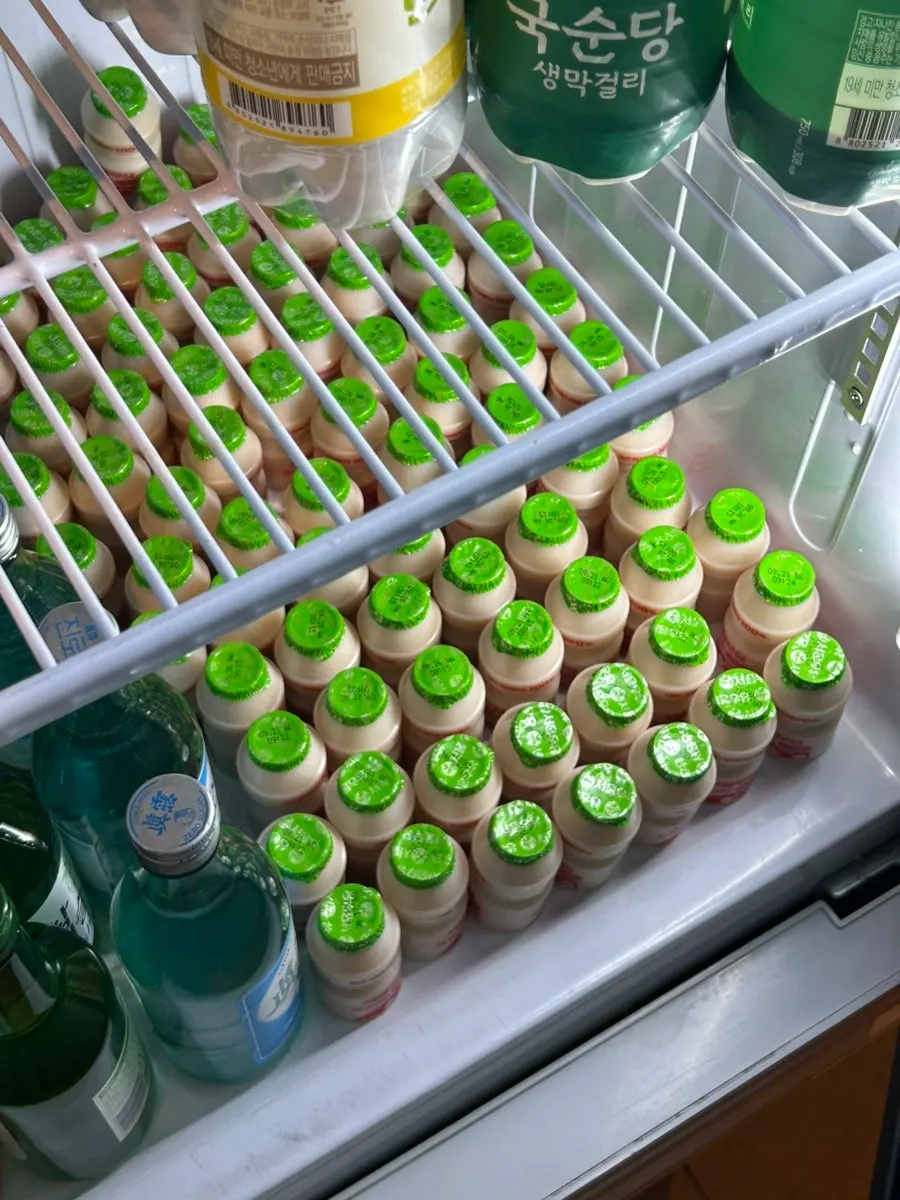 Fridge stocked with dessert yogurts