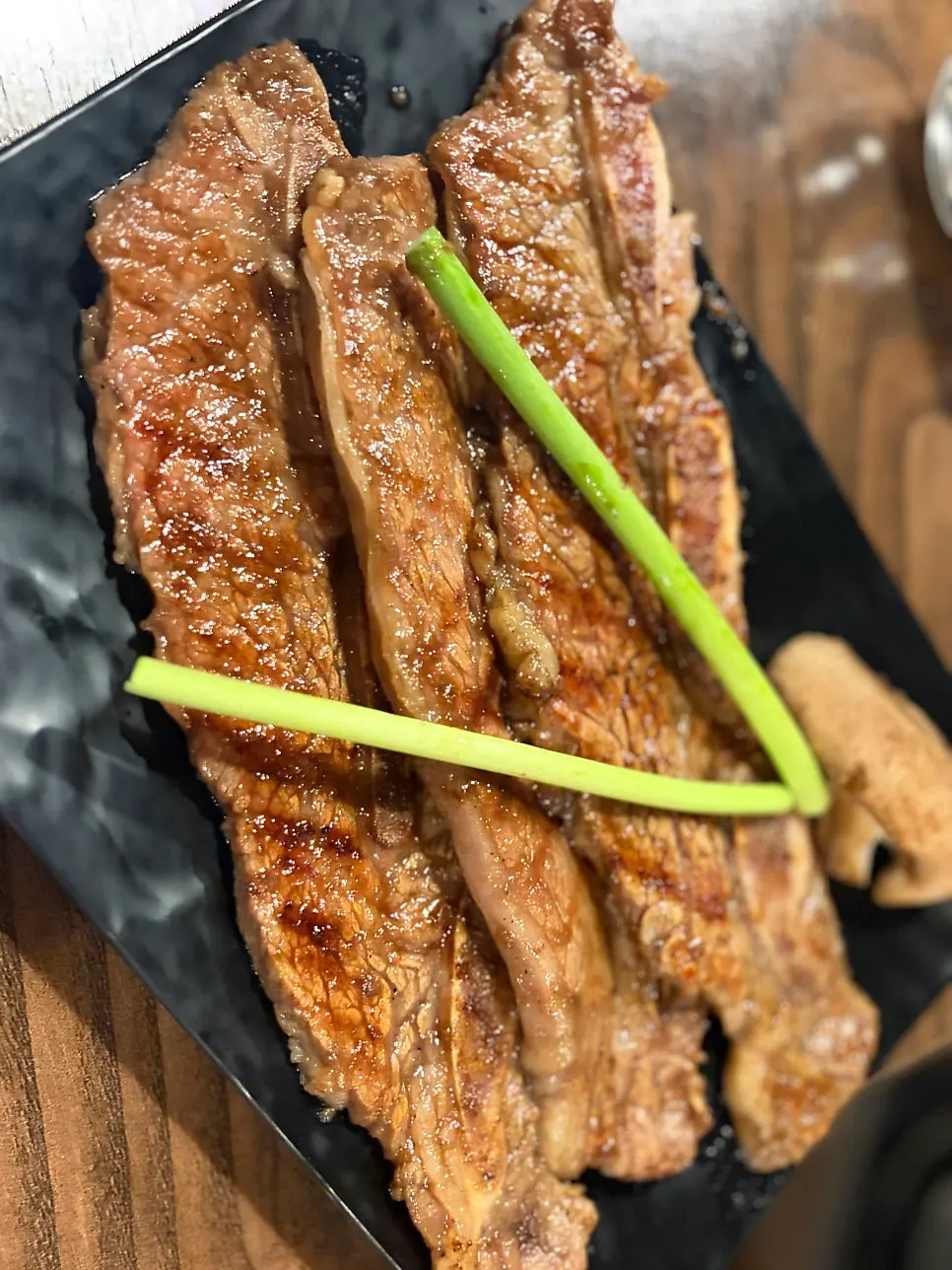 Pre-seared LA galbi on the grill