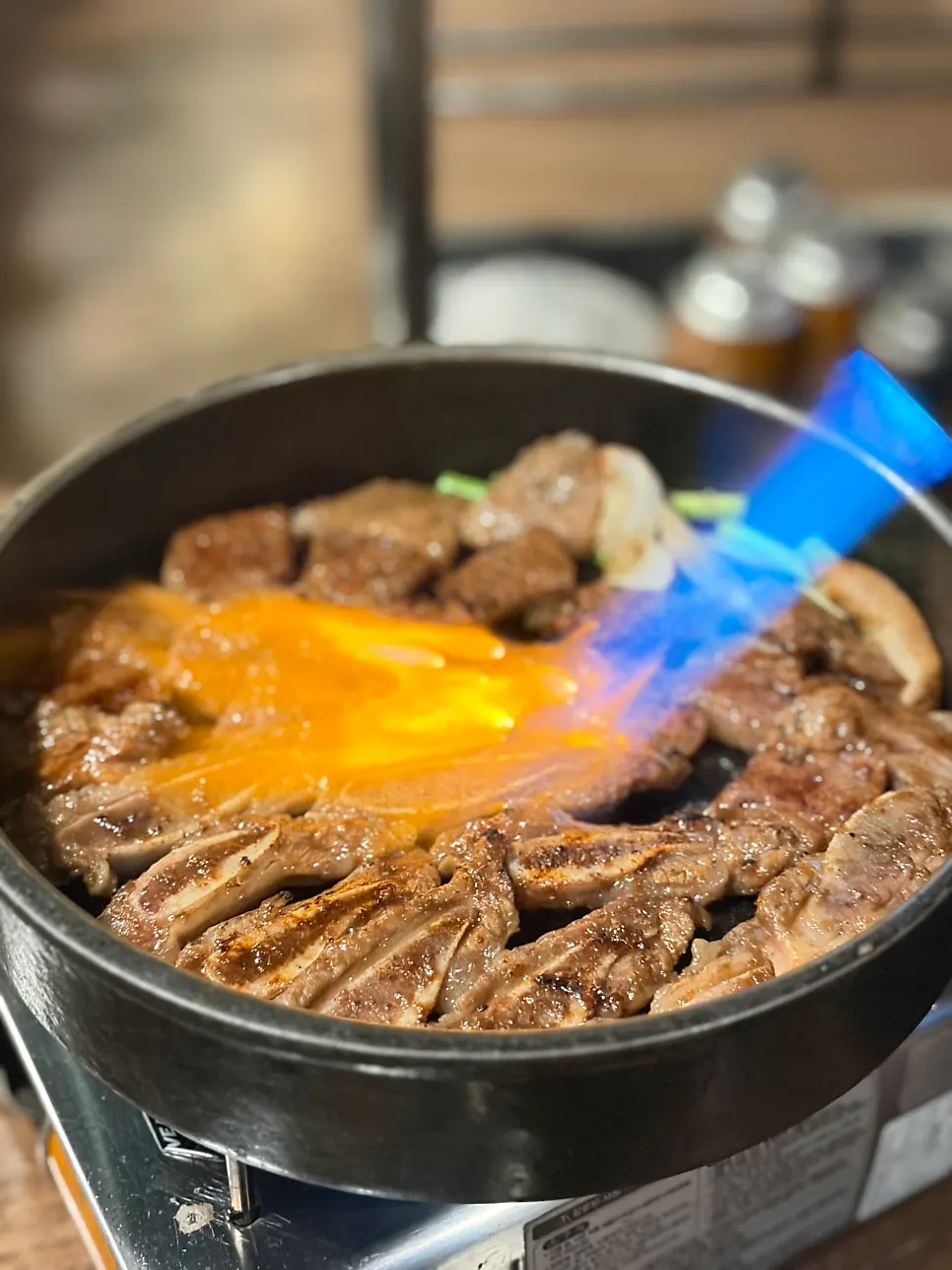 LA galbi grilling amid smoke