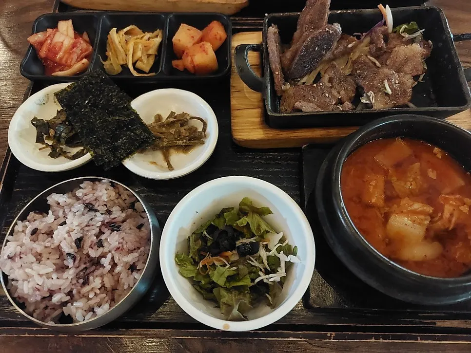 A piece of LA galbi with charcoal aroma