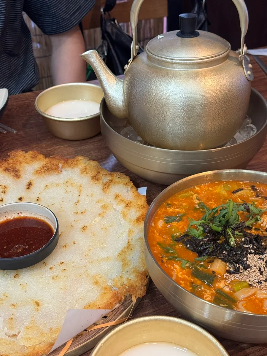 A large potato pancake filling the plate