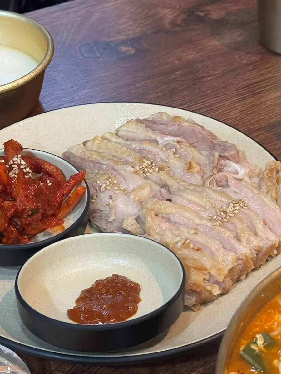 Potato pancake served with dipping sauce