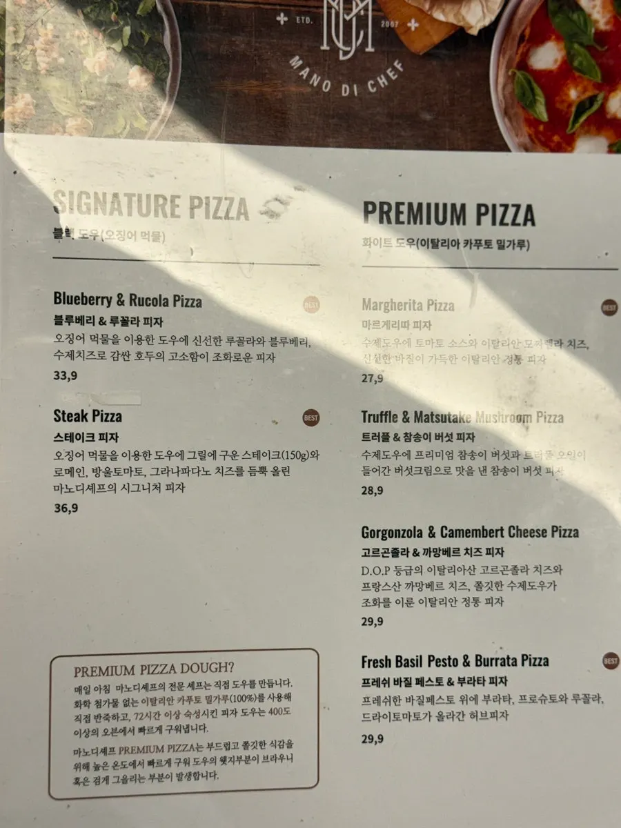 Mano di Chef menu prices