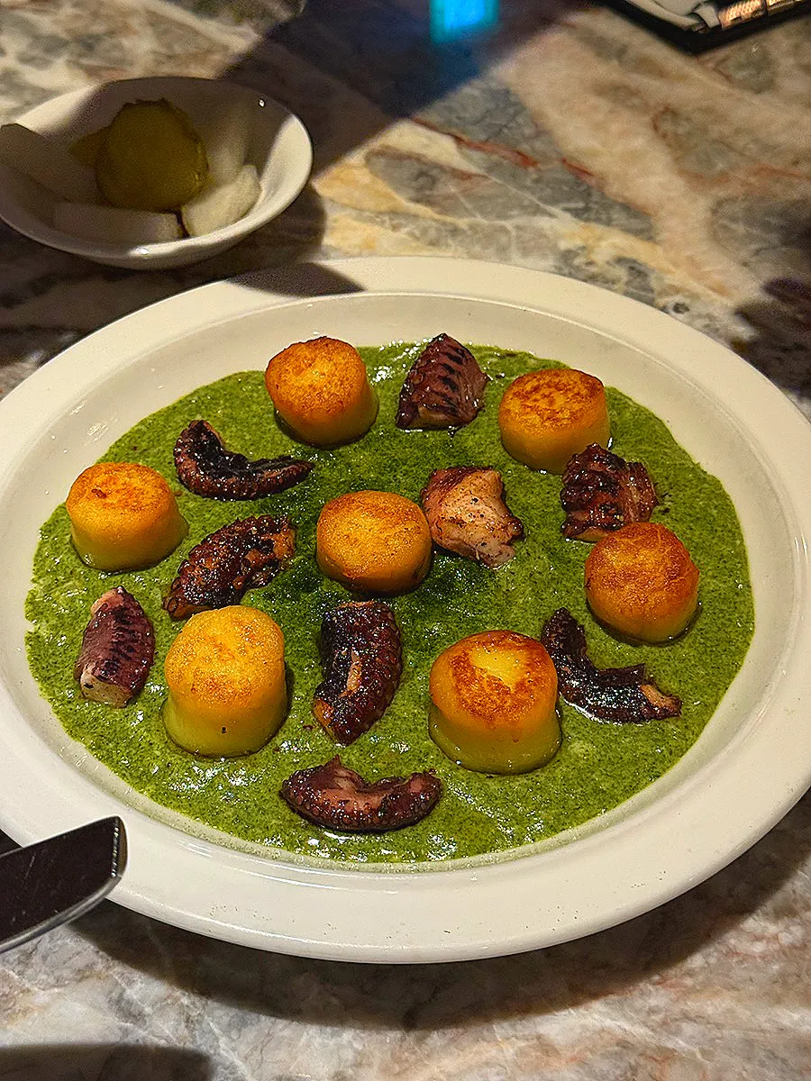 Gamtae pesto octopus gnocchi