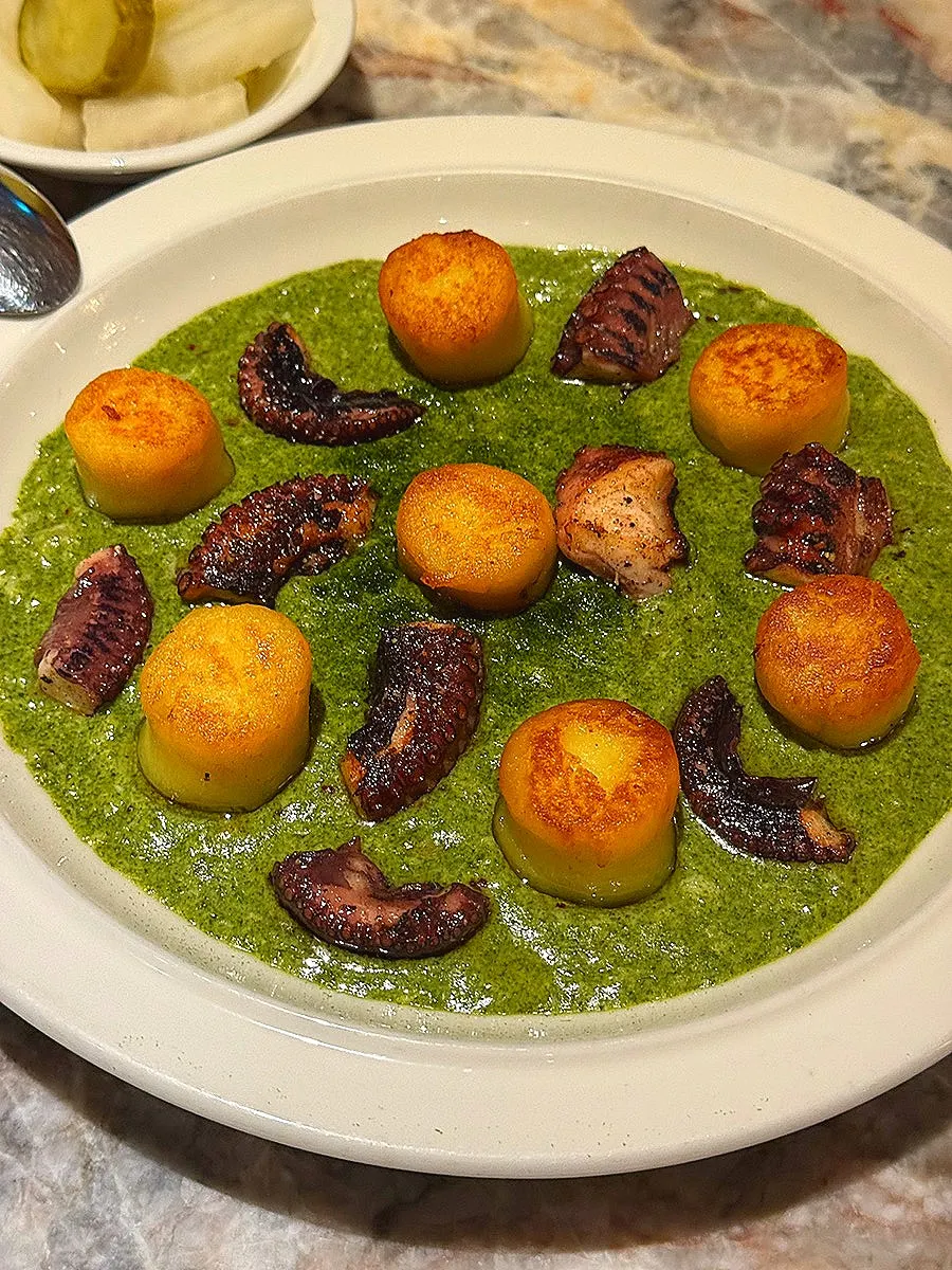 Gamtae pesto and octopus gnocchi