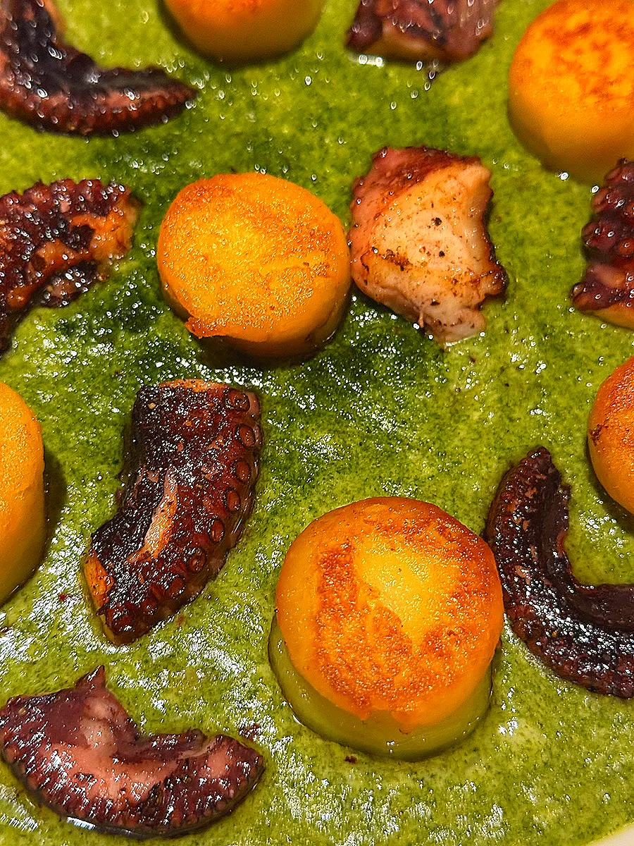 Springy gnocchi and tender octopus