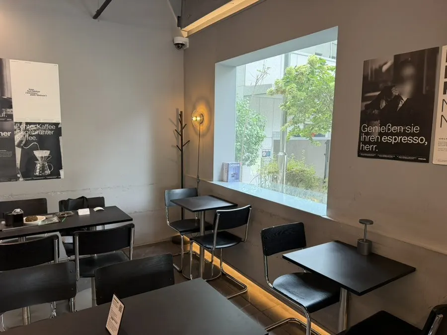 Modern, clean café seating