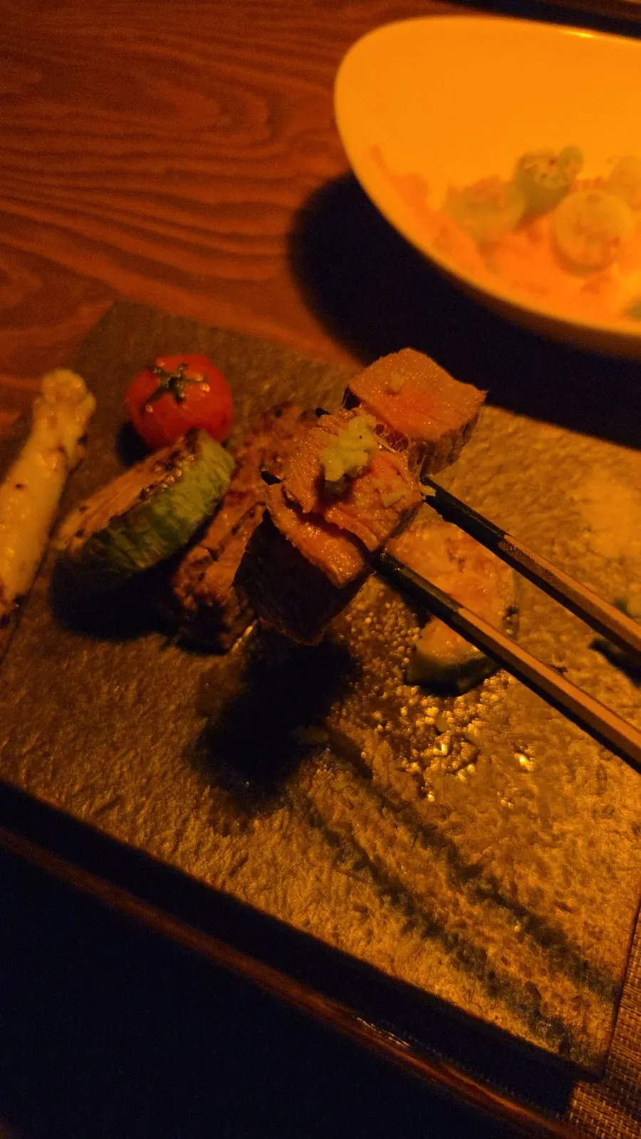 Wagyu with wasabi and salt
