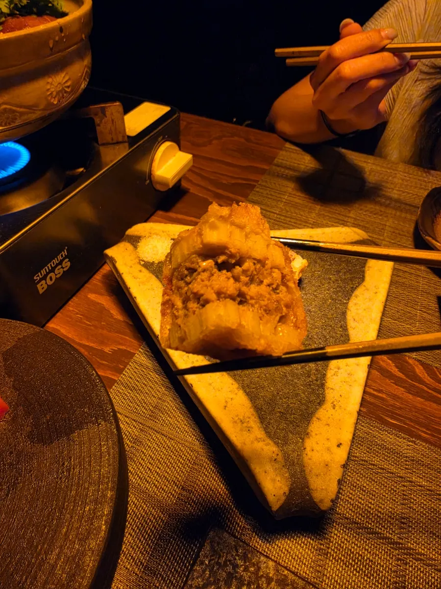 Sukiyaki nabe with beef brisket and vegetables