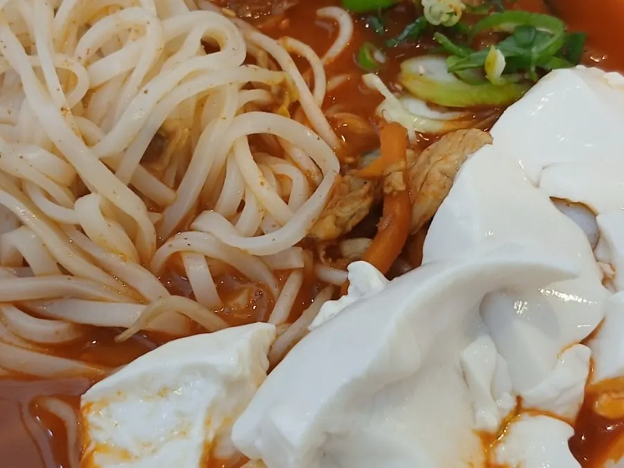 Rice noodles and soft tofu combination