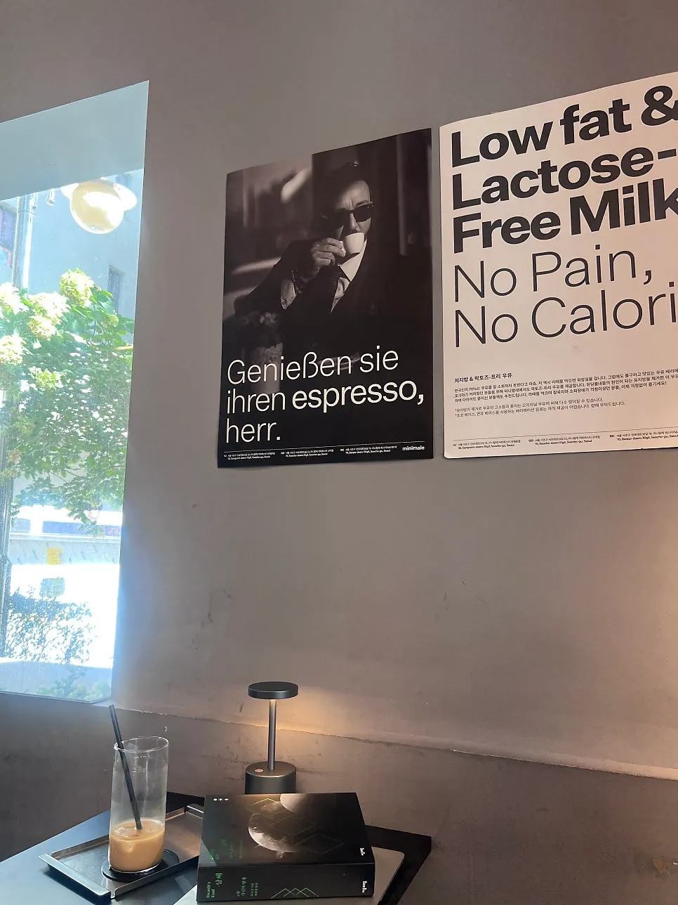 Café interior with a stainless-steel counter