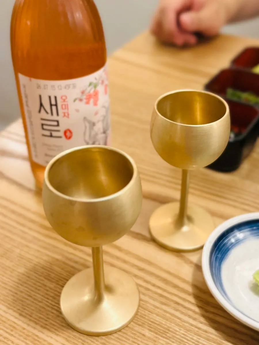 Soju poured into a heavy, premium glass