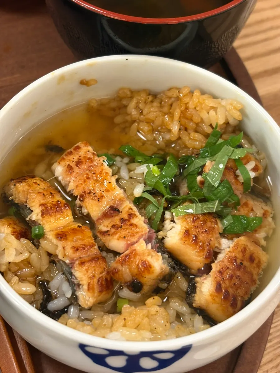 Eel ochazuke finished with warm broth