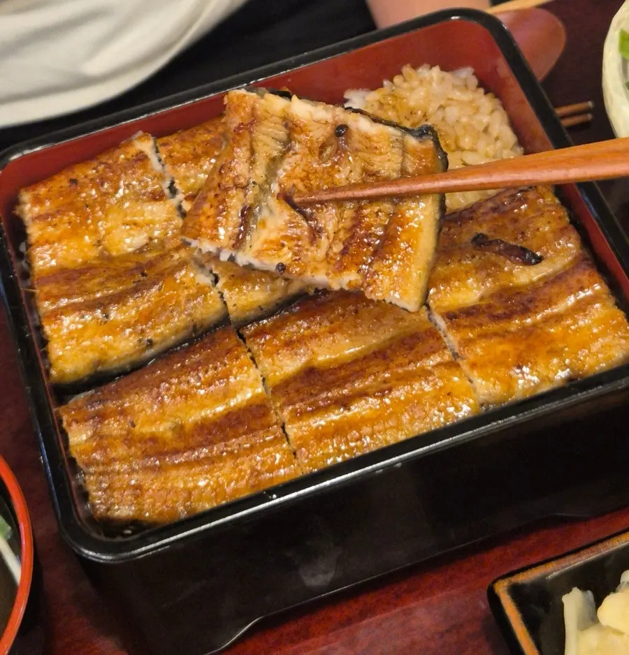 Thick-cut whole eel on the Unadon Set