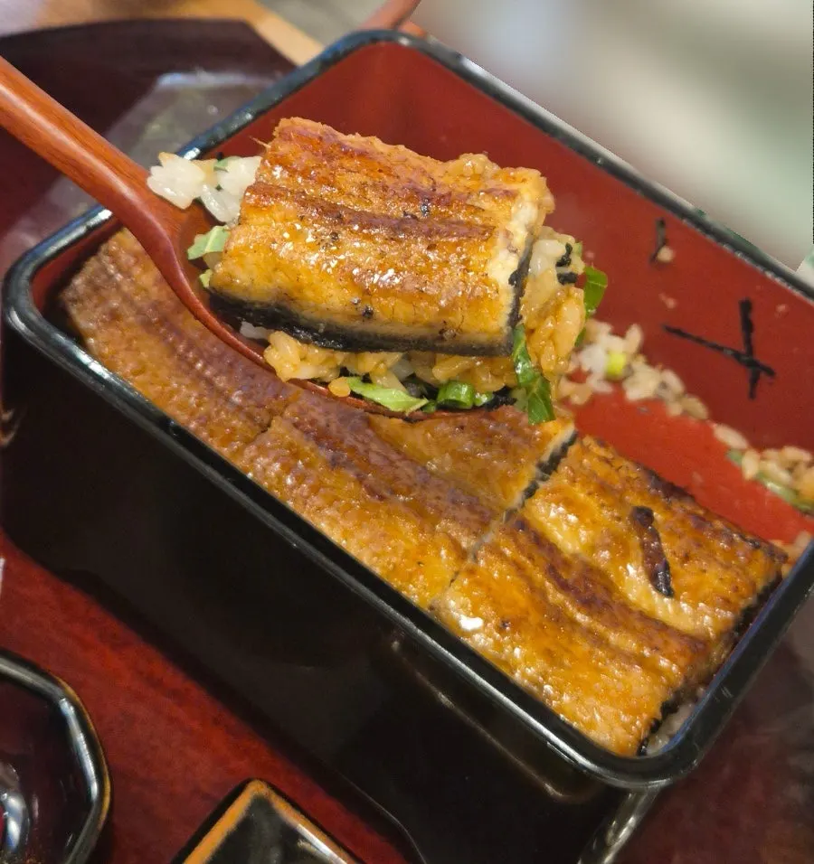 Unagiwa's unadon piled with tender eel