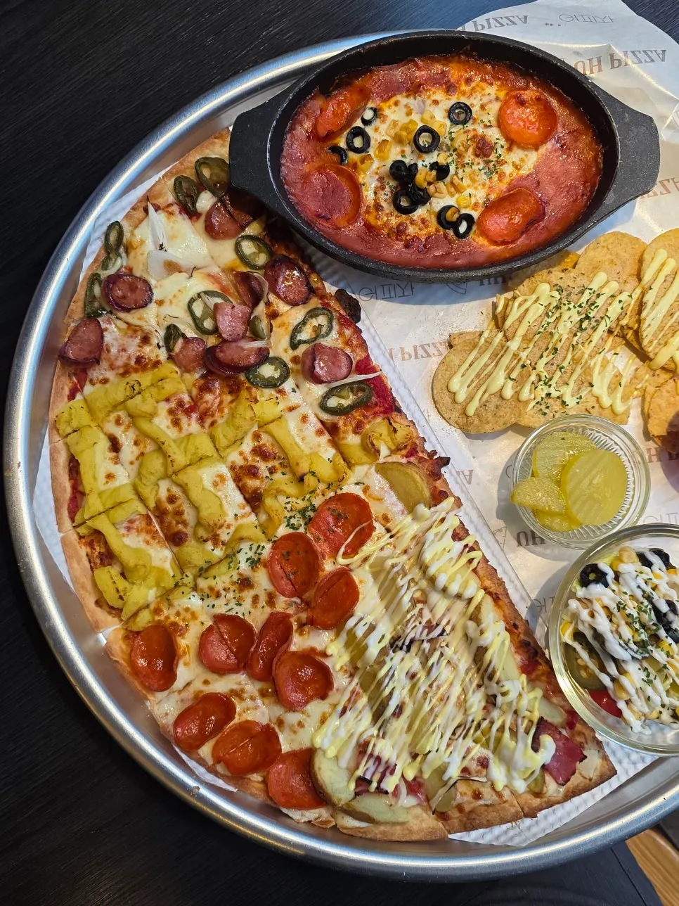 A slice of sweet potato pizza