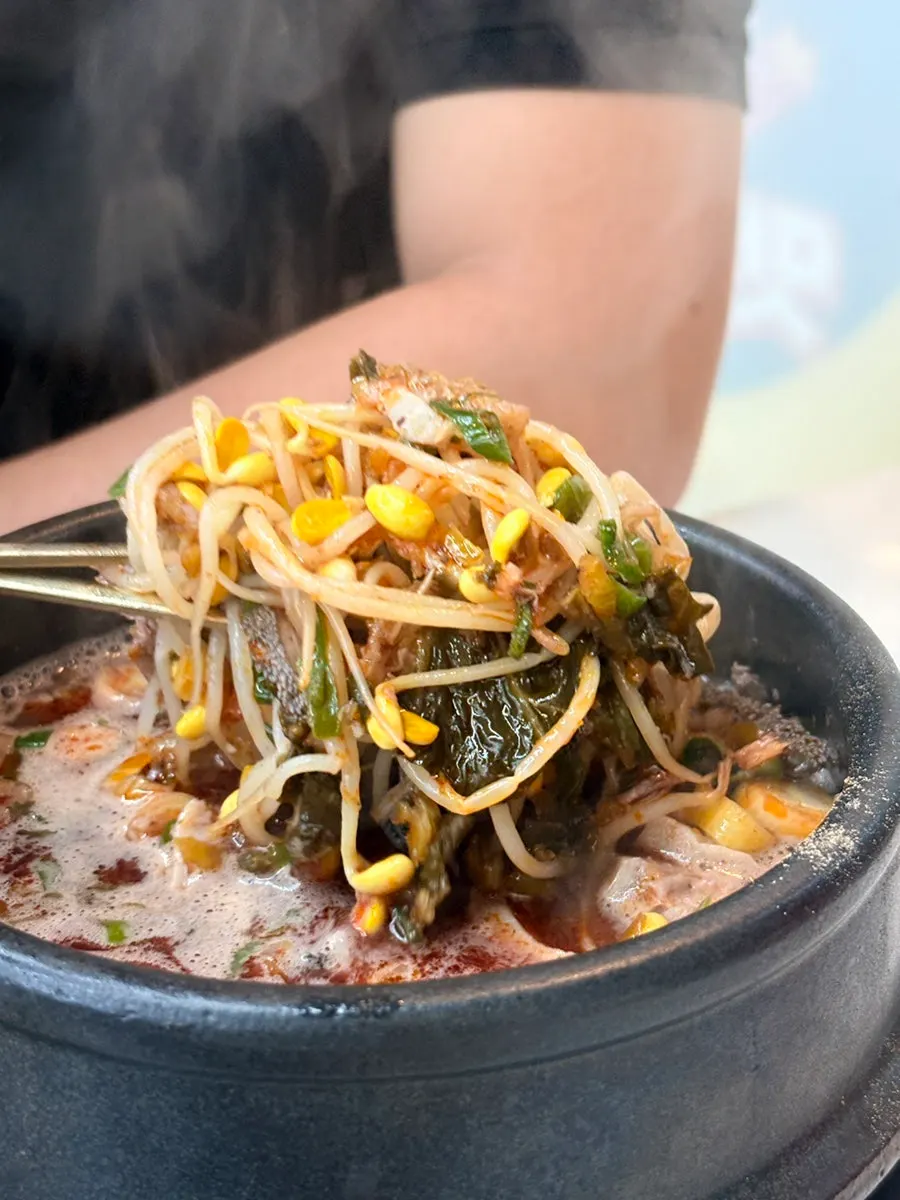 Menu screen listing hangover soups and tang dishes