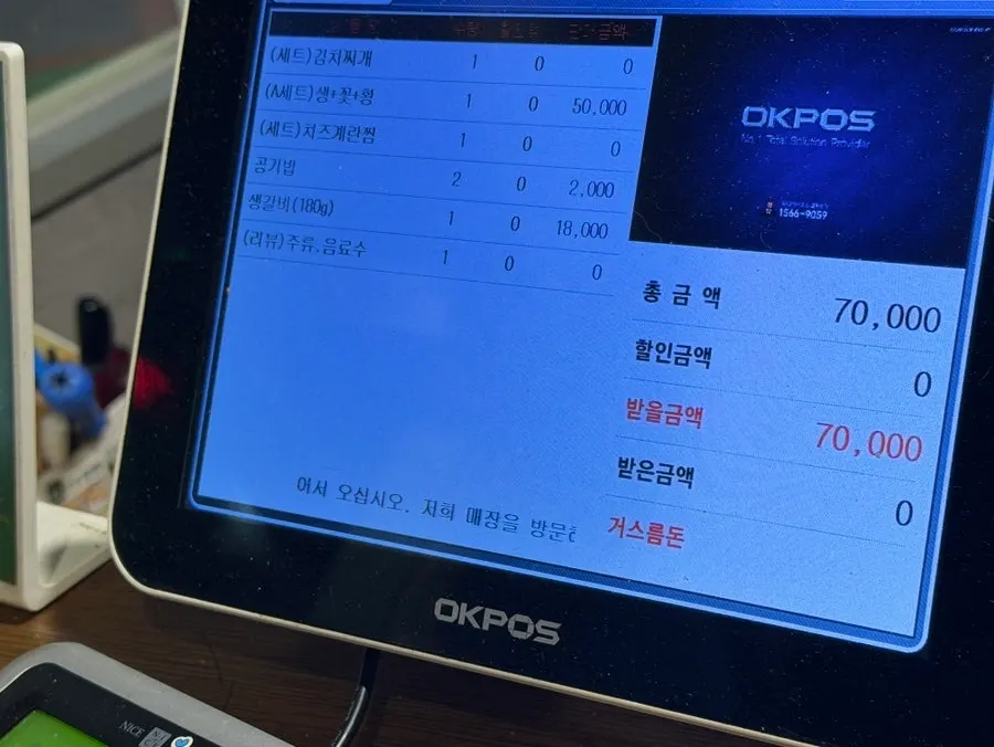 Full order breakdown at Choryang Saenggalbi