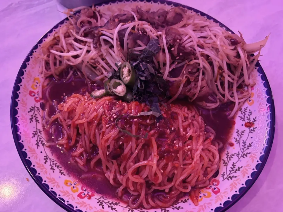 Bibim noodles with spicy seasoning