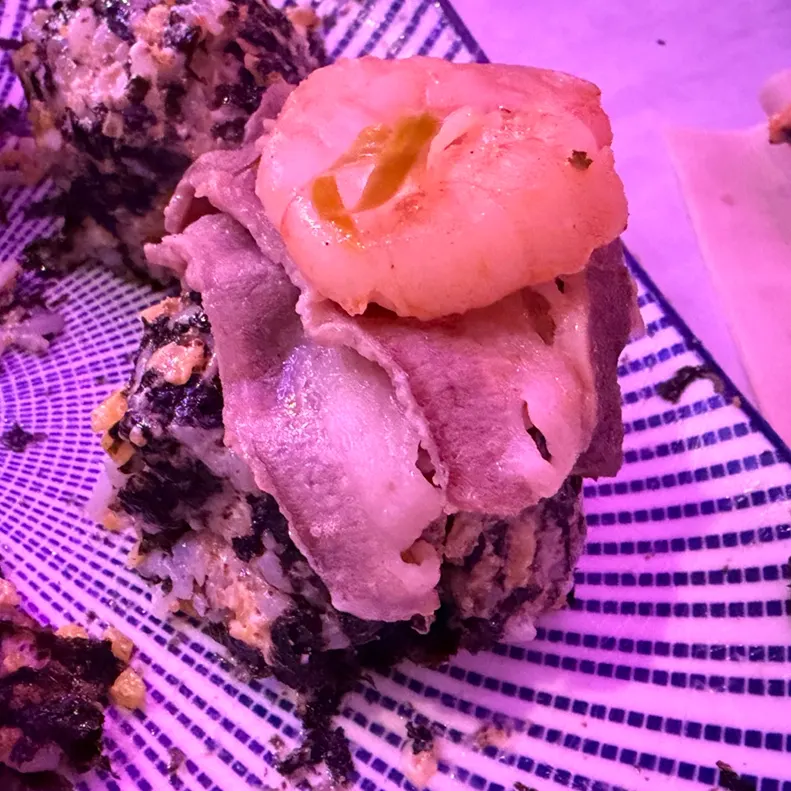 Rice balls with popping flying-fish roe