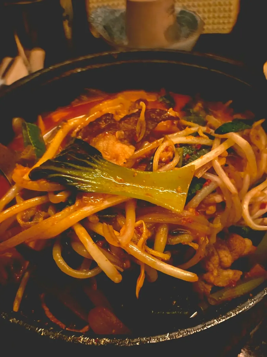Beef brisket nabe broth boiling