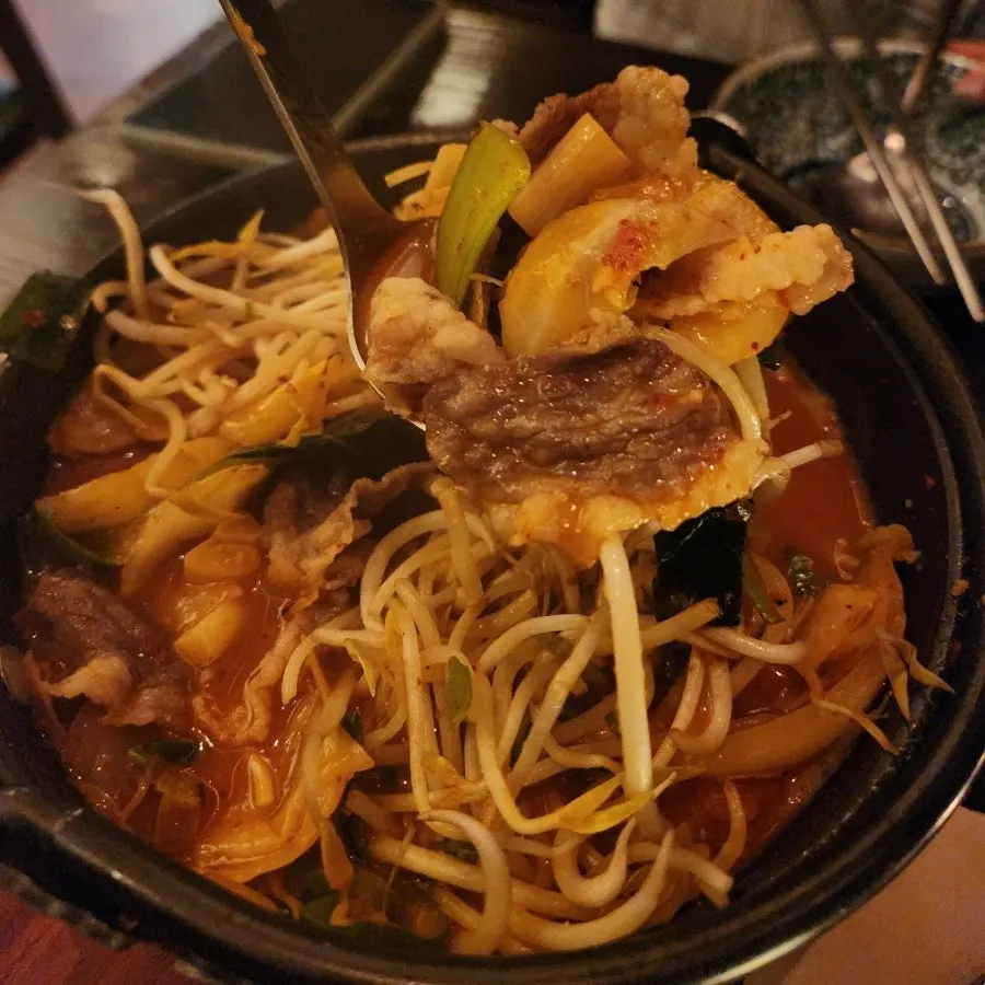 Close-up of the beef brisket nabe