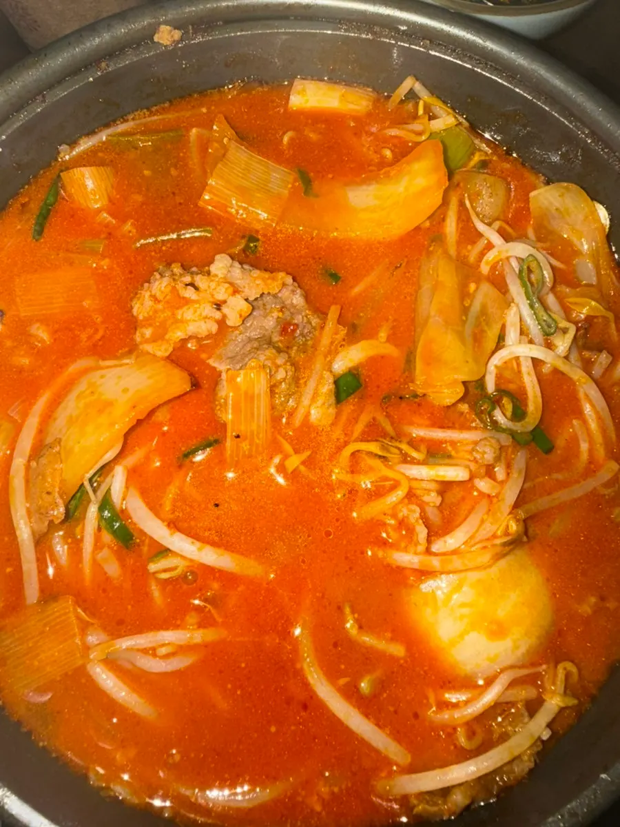 Full spread of beef brisket nabe