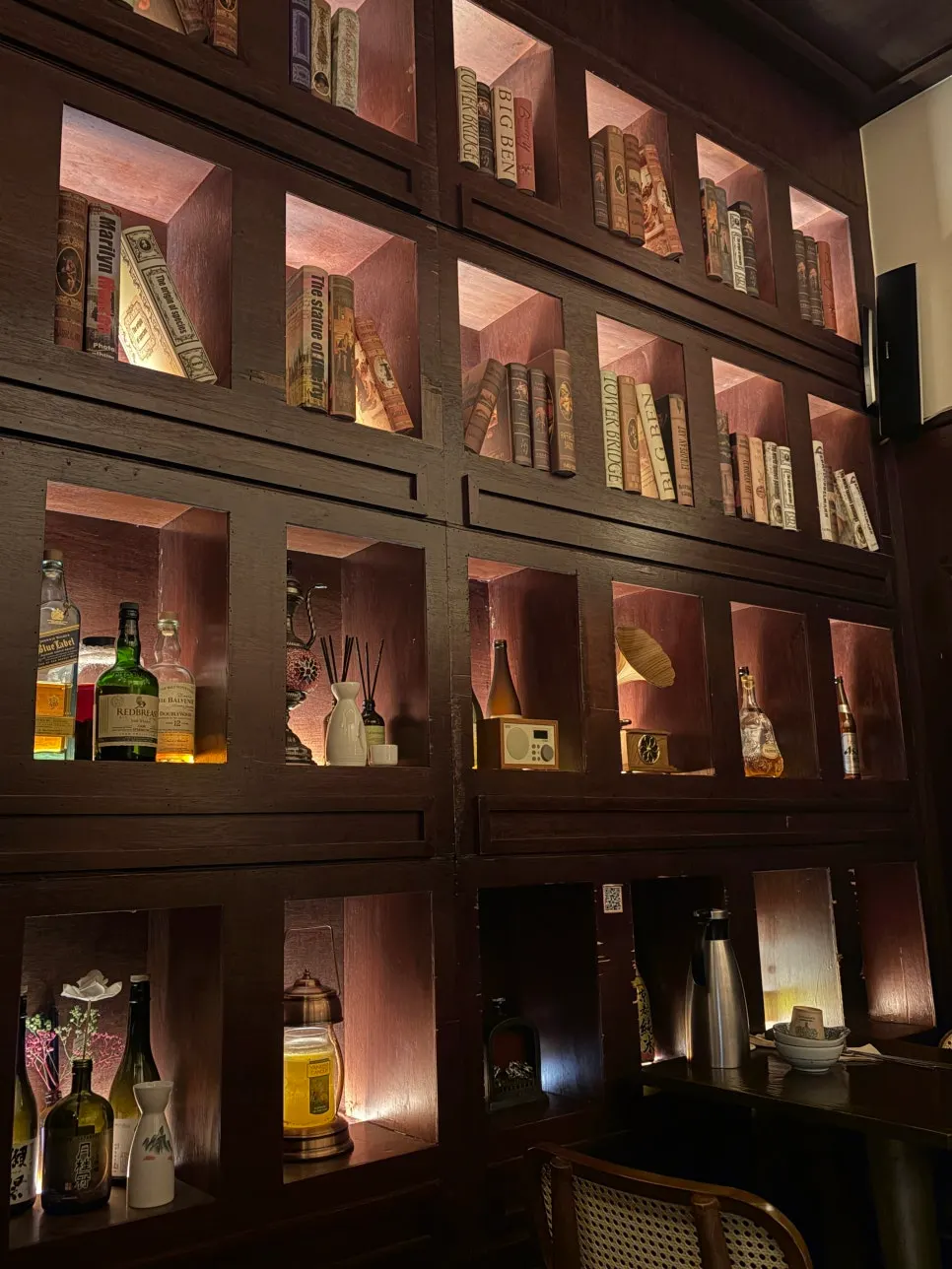 Lighting and seating layout inside the izakaya