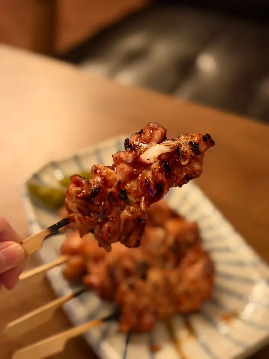 삼겹살과 대파가 어우러진 꼬치 단면