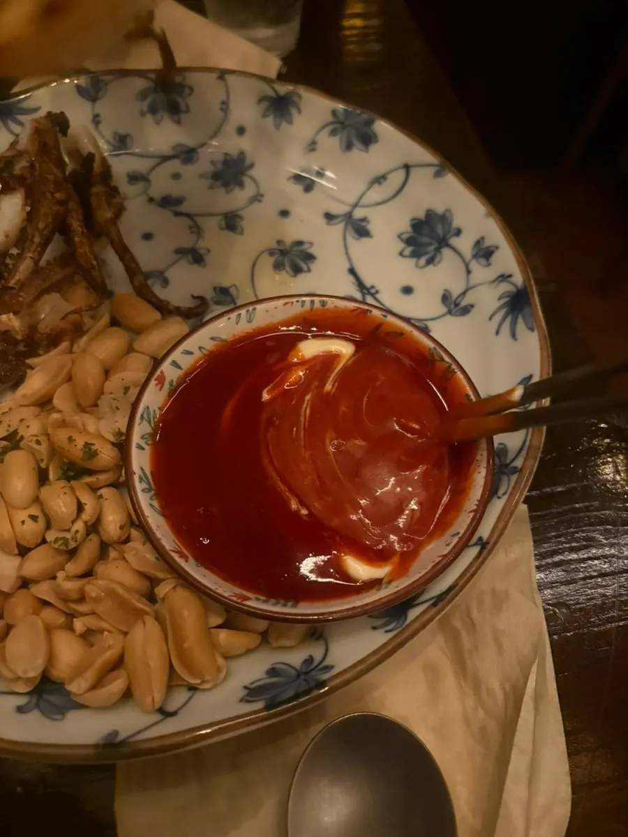 Close-up of the semi-dried moist squid