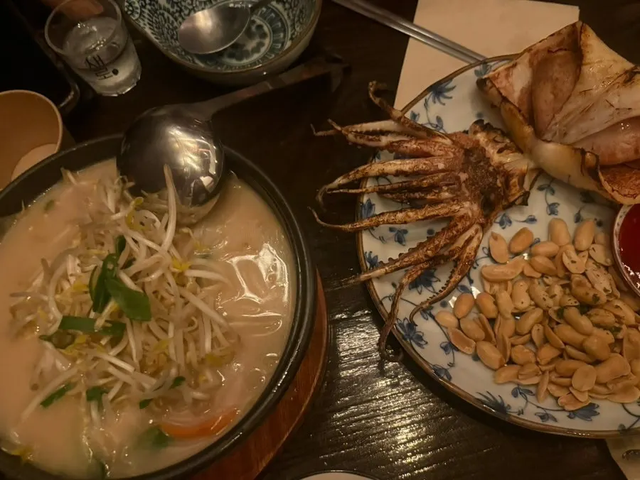 Two side dishes plated together, plenty for two people
