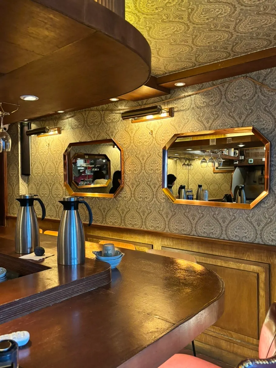 Counter seating near the store entrance