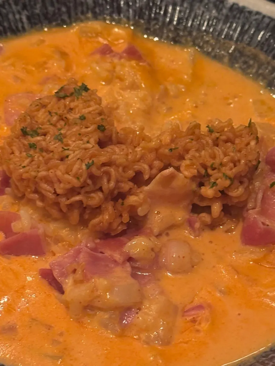 Close-up of a smoothly cooked chicken skewer