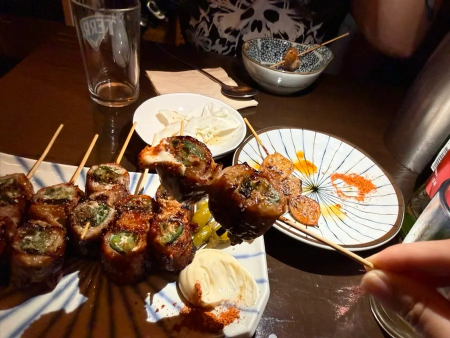 삼겹 쪽파 꼬치 클로즈업