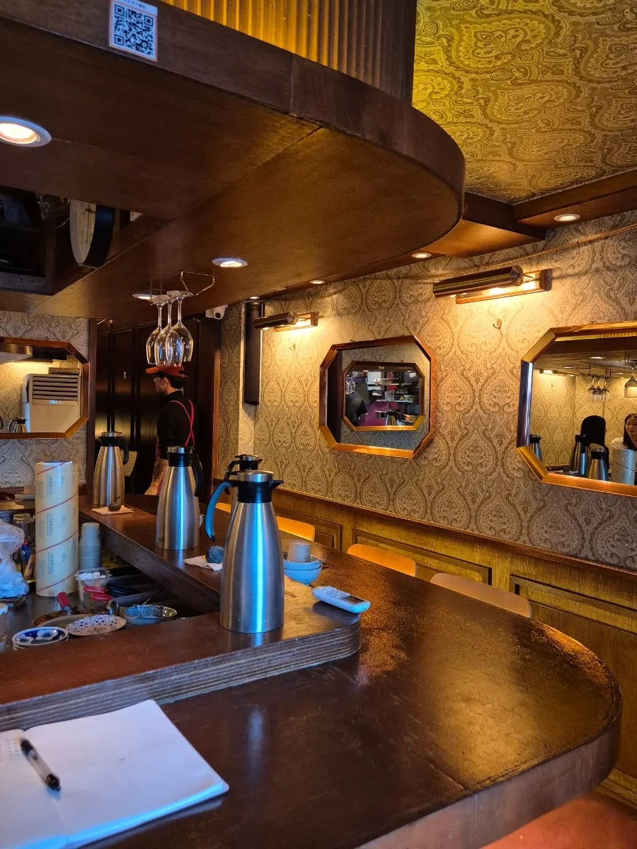 1st-floor bar-style seating suited for solo drinking