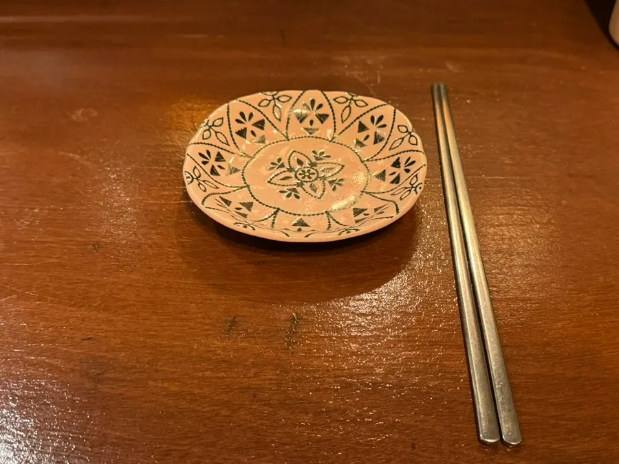 Set of plates and chopsticks on the table