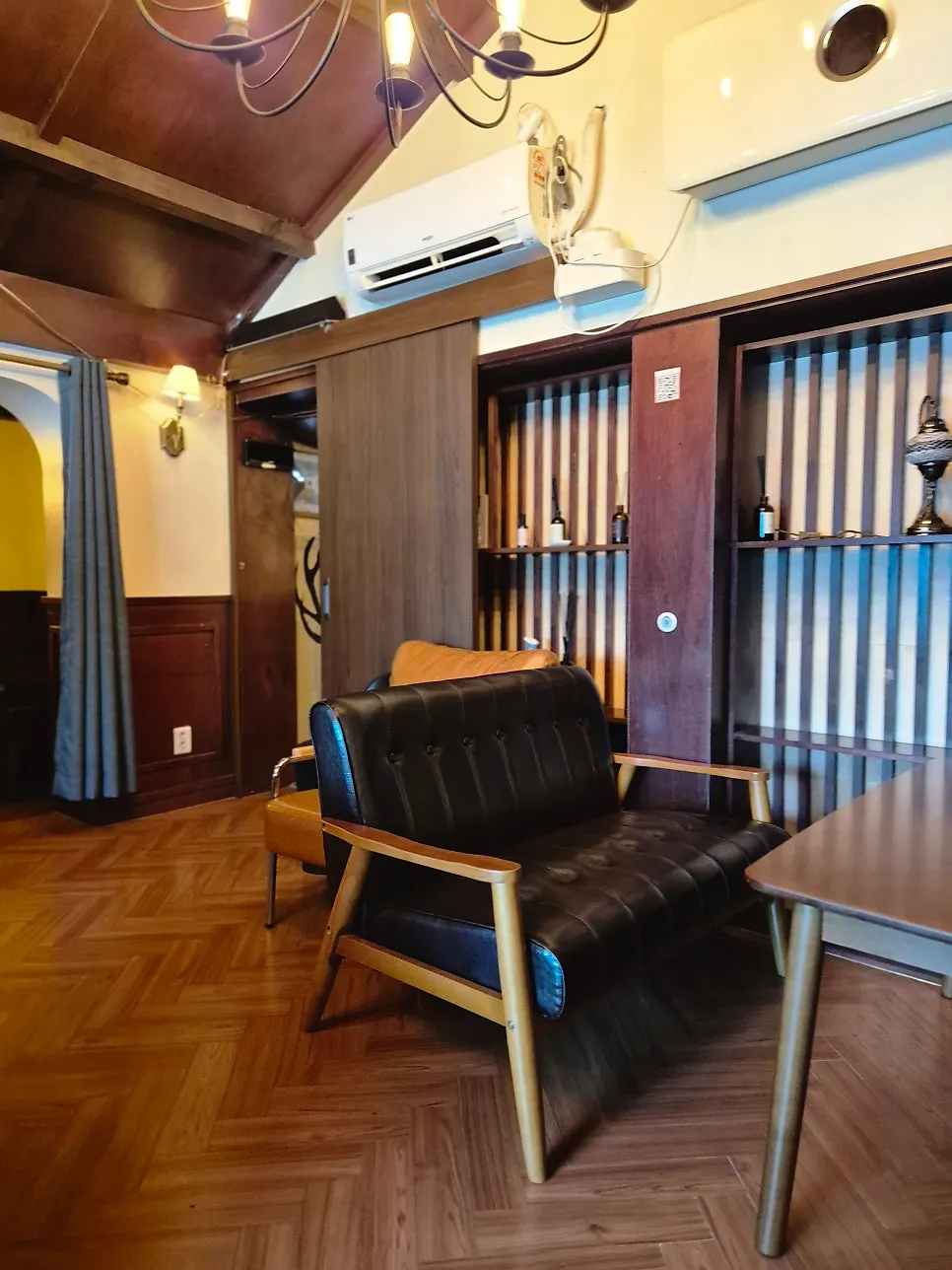 Second-floor window seat and decor at Nani Byeolgwan