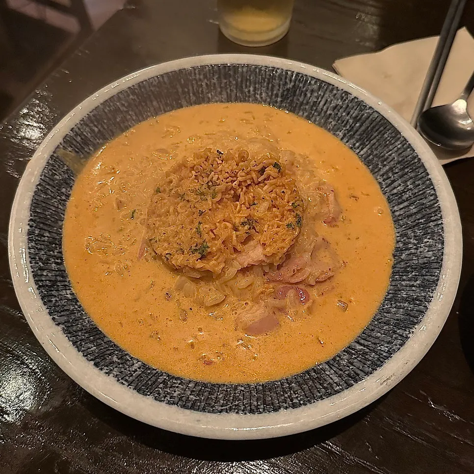A bowl of Shin Ramyun risotto at Nani Byeolgwan