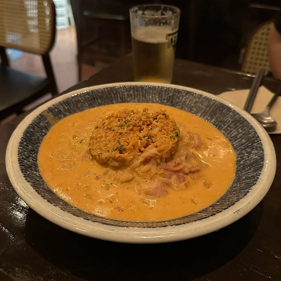 Close-up of the Shin Ramyun risotto
