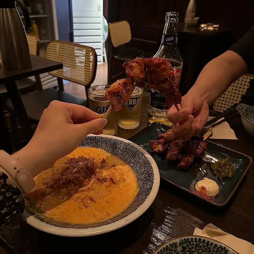 Cross-section of juicy chicken thigh meat skewer