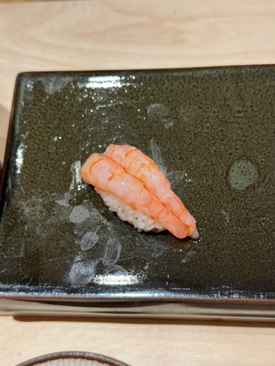 Sweet shrimp nigiri served two pieces at a time