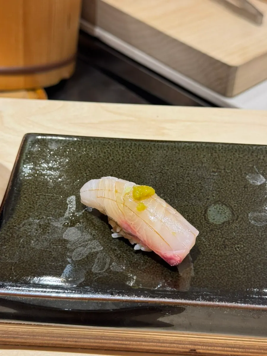 Nigiri piled generously with monkfish liver