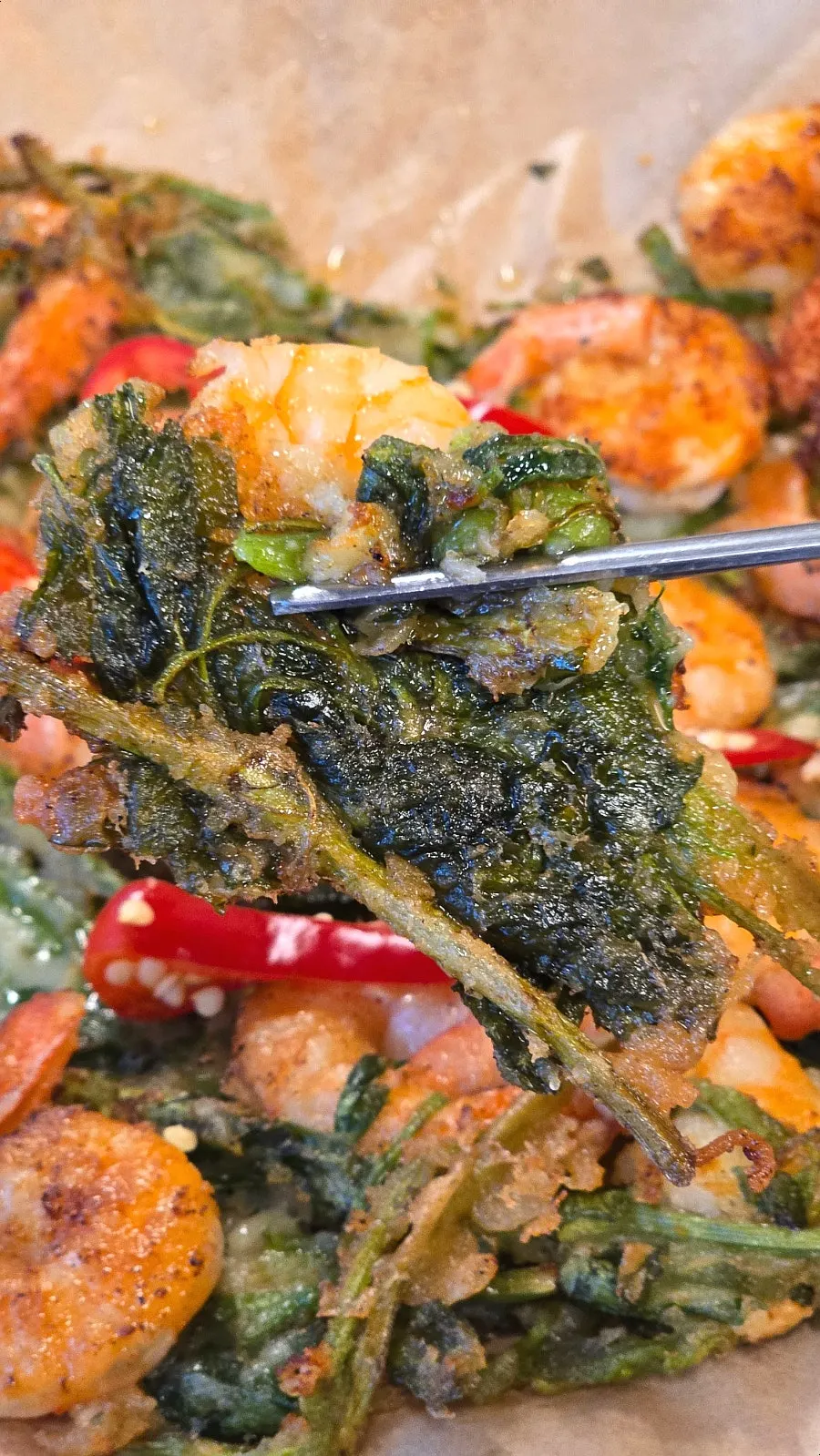 Minari shrimp jeon filled with plump shrimp